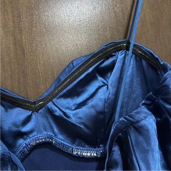 NWT hello molly size m blue satin slip dress - Picture 4 of 7